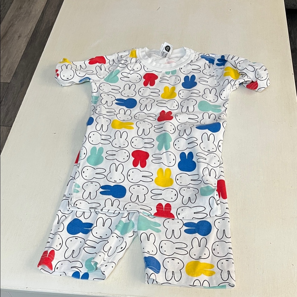 Hanna Andersson Miffy Kids Pajama Set - White with Multicolor Bunny Print